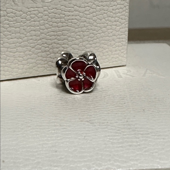 Pandora great shape Red poppy enamel floral flower design s925 ale stamped charm - Picture 2 of 4